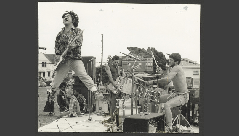 The punk band Sluglords performs at Berkeley's People’s Park, circa 1984.